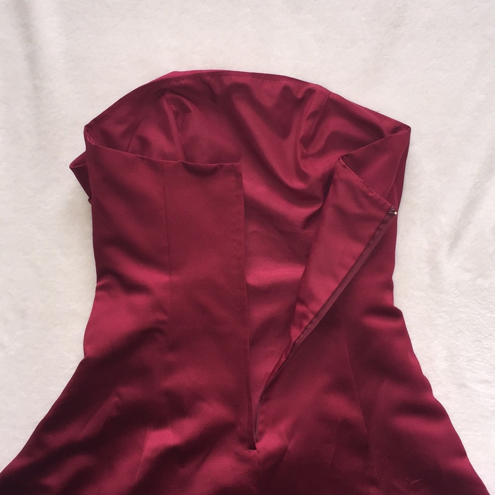 Silk Strapless Burgundy Dress - Picture 4 of 5